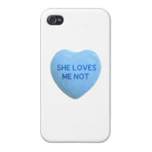She Loves Me Not Blue Candy Heart iPhone 4 Covers