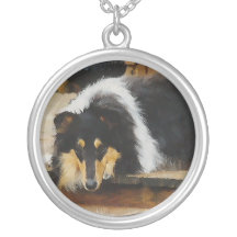 She Waits Tri Colour Collie Pendant