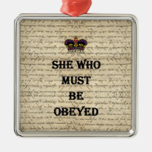 She who must be obeyed christmas ornaments