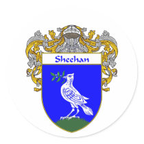 Sheehan Coat of Arms (Mantled) Round Sticker
