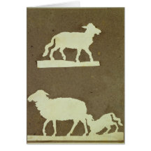 Sheep and Sheep with Lamb Greeting Card