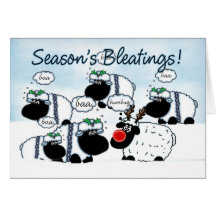 Sheep Christmas Card - Seaon's Bleetings