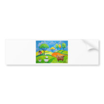 SHEEP COW FOLK PAINTING BUMPER STICKER