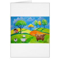 SHEEP COW FOLK PAINTING CARD