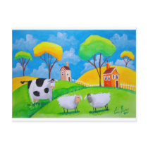 SHEEP COW FOLK PAINTING POSTCARDS