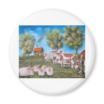 SHEEP COW ILLUSTRATION REFRIGERATOR MAGNETS