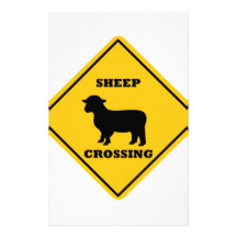 Sheep Crossing Street Sign Custom Stationery