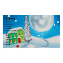 sheep folk painting full moon winter business card