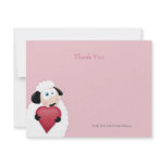 Sheep & Love Heart | Flat Thank You Note Card Announcement