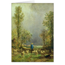 Sheep watching a Storm Greeting Cards
