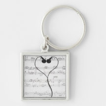 Sheet Music and Headphones Key Chain