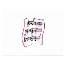 Sheet music graphic image, pink version postcards