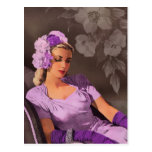 Sheila - 1940s Evening Wear in Lilac and Taupe Post Card