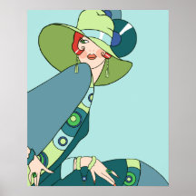 Shelby, Madame des années 1920 en Aqua et Teal Posters