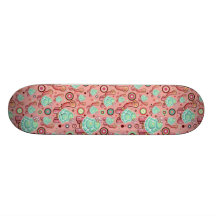 Shell en pastel fleurissent le motif de tortue skateboards personnalisables