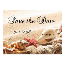 Shells and Starfish Save The Date Postcard