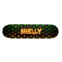 Shelly skateboard fire and flames design.