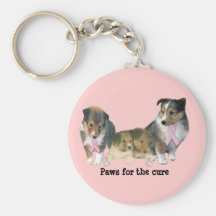 Sheltie Breast Cancer Keychain