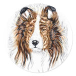 Sheltie Shetland Sheepdog Bust Round Sticker