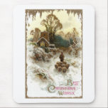 Shepherd Herding Sheep Vintage Christmas mousepads