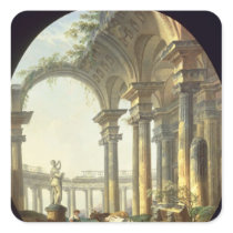 Shepherds with Animals in a Classical Landscape Square Stickers