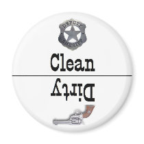 Sheriff and Outlaw Clean Dirty Dish Magnet magnets