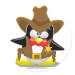 Sheriff Cowboy Penguin Round Stickers