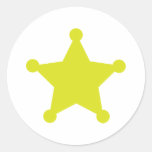 Sheriff Star Gold Round Stickers