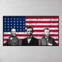 Sherman, Lincoln, and Grant with Black Border posters