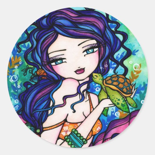 Sherriella Mermaid Fantasy Fairy Turtle Sticker