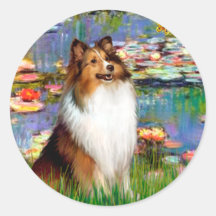 Shetland Sheepdog (Bz) - Lilies 2 Round Sticker