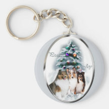 Shetland Sheepdog Christmas Gifts Keychain