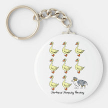 Shetland Sheepdog Herding Ducks Keychain