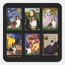 Shetland Sheepdog Masterpiece Composite Square Stickers