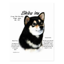 Shiba Inu (blk/tan) History Design Postcard