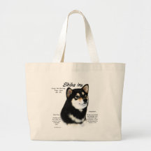 Shiba Inu (blk/tan) History Design Tote Bags