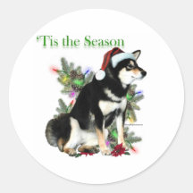 Shiba Inu ‘Tis Round Stickers