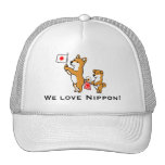Shiba Inus and Japanese Flags Mesh Hat