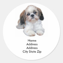 Shih Tzu Address Label Round Sticker