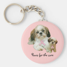 Shih Tzu Breast Cancer Keychain