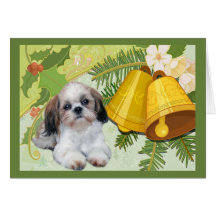 Shih Tzu Christmas Card Bells