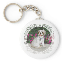 Shih Tzu in a Garden Setting Keychain