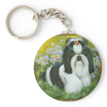 Shih Tzu in the Garden Keychain