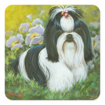 Shih Tzu in the Garden Stickers Tags