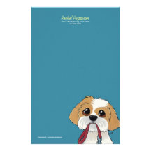 Shih Tzu on Blue Personalizable Stationery
