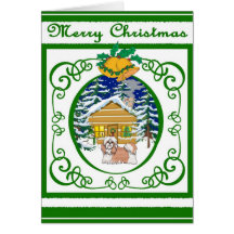 Shihtzu Vintage Christmas Greeting Card