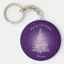 Shimmering Amethyst Christmas Tree Keychain