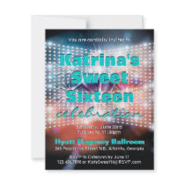 Shining Lights and Fireworks Sweet Sixteen Invite