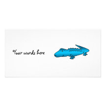 Shiny blue alligator photo greeting card