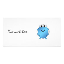 Shiny blue frog personalized photo card